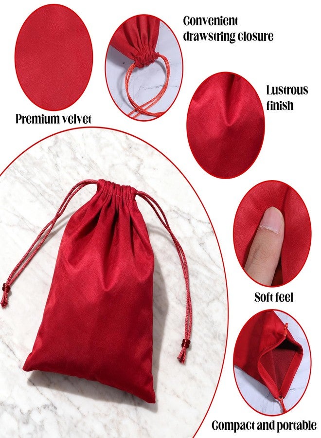 Zelphvt Velvet Gift Bags with Drawstring, 4 PCS 6 x 8 Inch Dice Storage Bag, Soft Small Velvet Drawstring Pouch for Tarot Card, Jewelry, Gifts - Image 3
